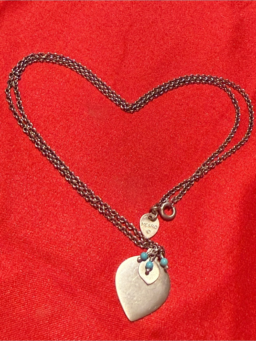 WOW Me & Ro Sterling Silver Double Lotus Petal Pendant necklace w/Turquoise Bead